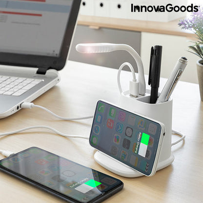 5-in-1 Wireless Charger with Organiser-Stand and USB LED Lamp DesKing