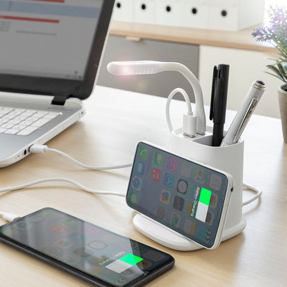 5-in-1 Wireless Charger with Organiser-Stand and USB LED Lamp DesKing