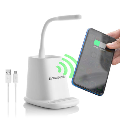 5-in-1 Wireless Charger with Organiser-Stand and USB LED Lamp DesKing